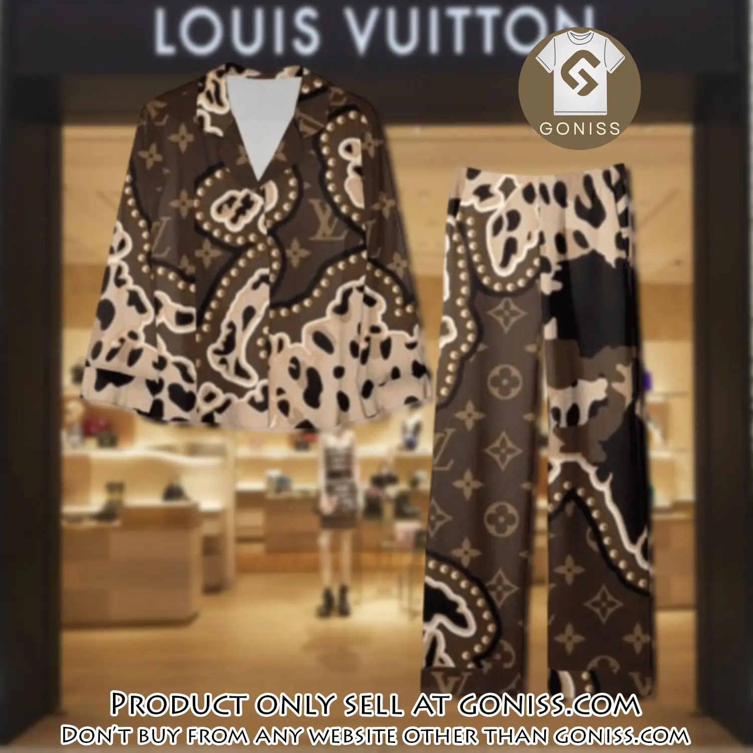 Trending luxury lv satin pajama set pjs1083 gn1207689